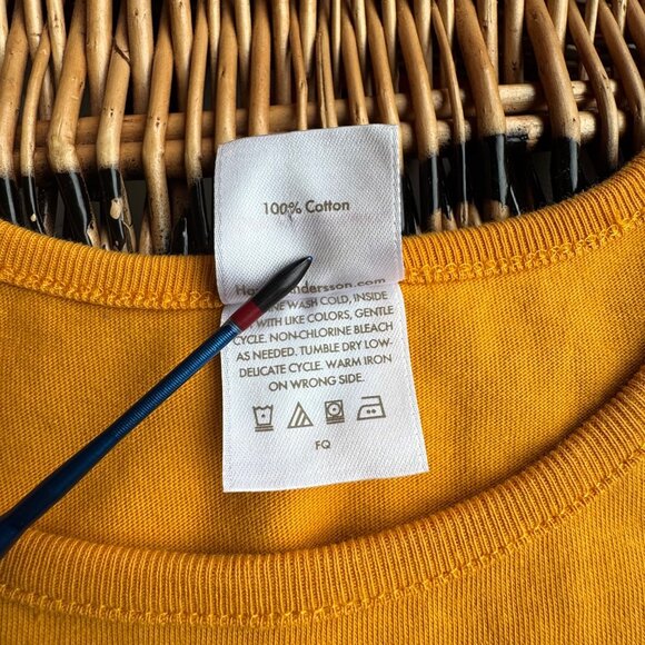 HANNA ANDERSSON Bear Dress Girls 6-7 120cm Mustard Brown Long Sleeve Cotton Girl - Picture 6 of 6